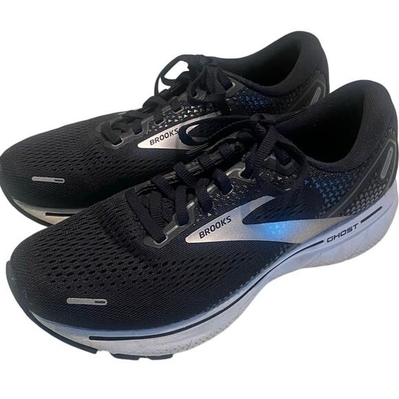 Brooks "Ghost 14" Women's Running Sneaker, Black/Silver, 7.5, #1203561D057 Wide - Picture 3 of 10